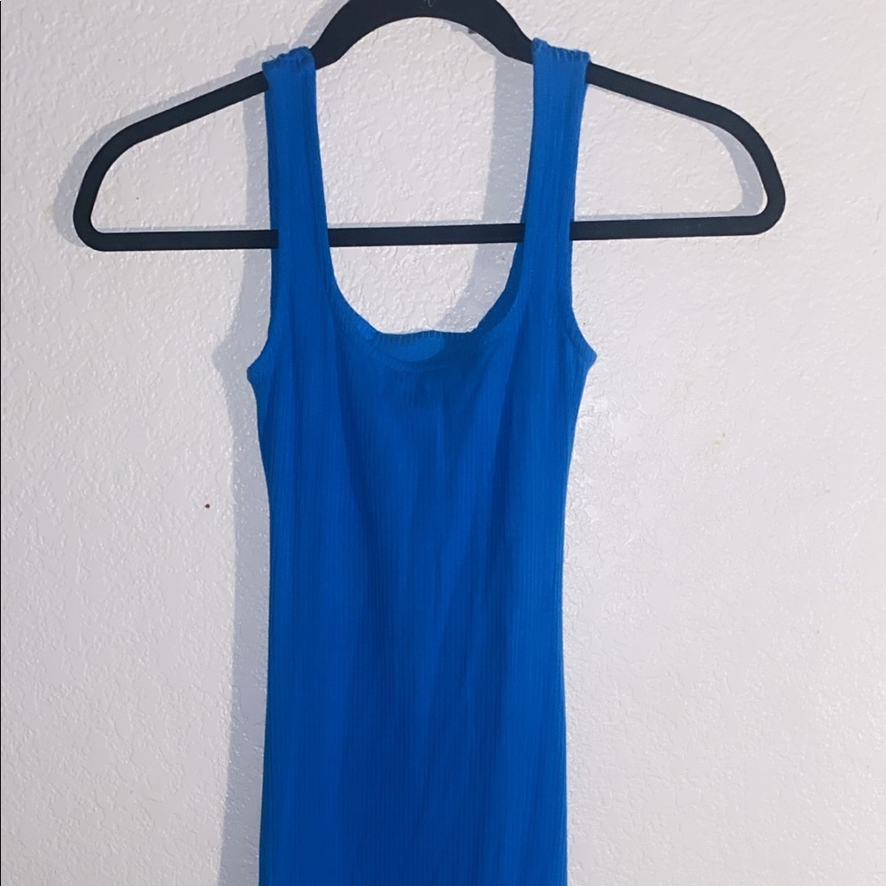 Brand new blue tight long dress open front or back (reversible) never worn